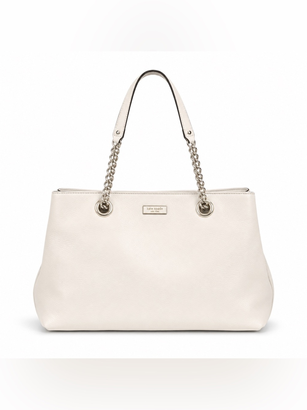 kate spade Cream Leather Shoulder Bag with Silver Chain Handles